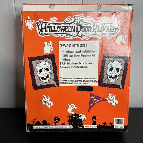 VINTAGE 1995 PROP SOUND LAUGHING BLINKING DOOR PLAQUE SKULL BOX HORROR HALLOWEEN - Picture 3 of 12